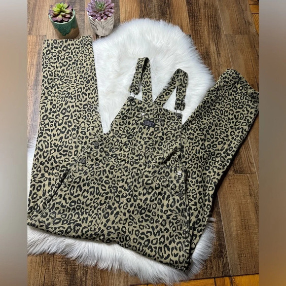 Obey Casbah Leopard Print Dungarees Overalls - Khaki Leopard - Picture 3 of 7